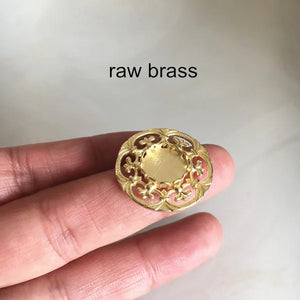 10 pcs Brass Base Setting For 10mm Cabochon, Round Brass Filigree Base Cup