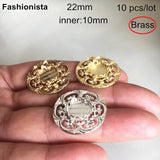 10 pcs Brass Base Setting For 10mm Cabochon, Round Brass Filigree Base Cup