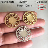 10 pcs Brass Base Setting For 10mm Cabochon, Round Brass Filigree Base Cup
