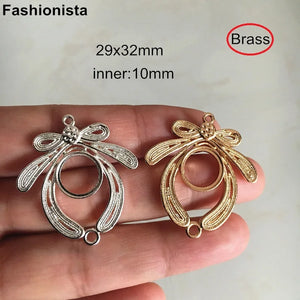 10 pcs Butterfly Pendant Tray 29x32mm DIY Earrings-accessories