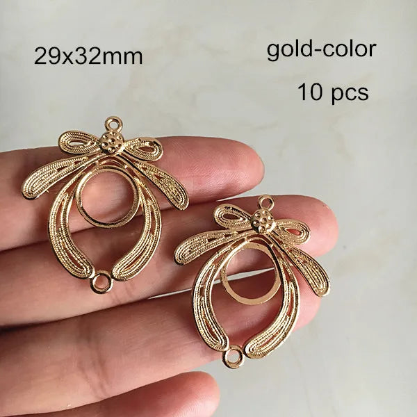 10 pcs Butterfly Pendant Tray 29x32mm DIY Earrings-accessories
