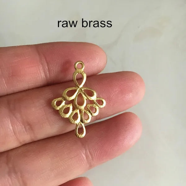 10 pcs Brass Filigree Chandelier Charms 17*24mm, Ballet Skirt Shaped