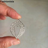 10 pcs Brass Open-Heart Charms 24*34mm Silver Jewelry Making Findings