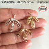 10 pcs Brass Leaf Charm 20.5*24.5mm,Gold-color,For Jewelry & Crafts DIY