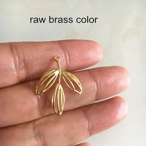 10 pcs Brass Leaf Charm 20.5*24.5mm,Gold-color,For Jewelry & Crafts DIY