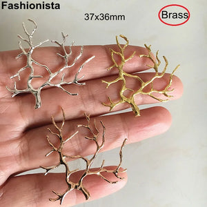 10 pcs Brass Tree Pendant Filigree Tree Charms Silver-color DIY Jewelry