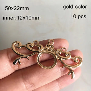 10 pcs Deer Horn Pendant Tray 50x22mm w/ 12x10mm Base Cup for Cabochon