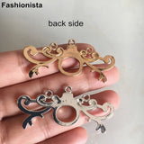 10 pcs Deer Horn Pendant Tray 50x22mm w/ 12x10mm Base Cup for Cabochon