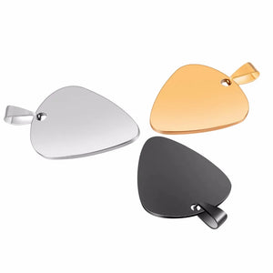10 pcs Stainless Steel Dog Tag Guitar Pick Pendant Necklace Jewelry