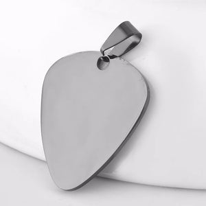 10 pcs Stainless Steel Dog Tag Guitar Pick Pendant Necklace Jewelry