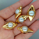 10 pcs Plated Natural Pearl Beads Olive Shape Charm Boho Jewelry DIY