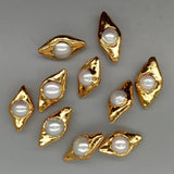 10 pcs Plated Natural Pearl Beads Olive Shape Charm Boho Jewelry DIY