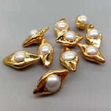 10 pcs Plated Natural Pearl Beads Olive Shape Charm Boho Jewelry DIY