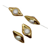 10 pcs Plated Natural Pearl Beads Olive Shape Charm Boho Jewelry DIY
