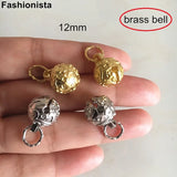 10 pcs Brass Bell Charms 12mm Metal Carve Pattern Design Raw Brass/Steel Color