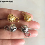 10 pcs Brass Bell Charms 12mm Metal Carve Pattern Design Raw Brass/Steel Color