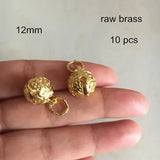 10 pcs Brass Bell Charms 12mm Metal Carve Pattern Design Raw Brass/Steel Color