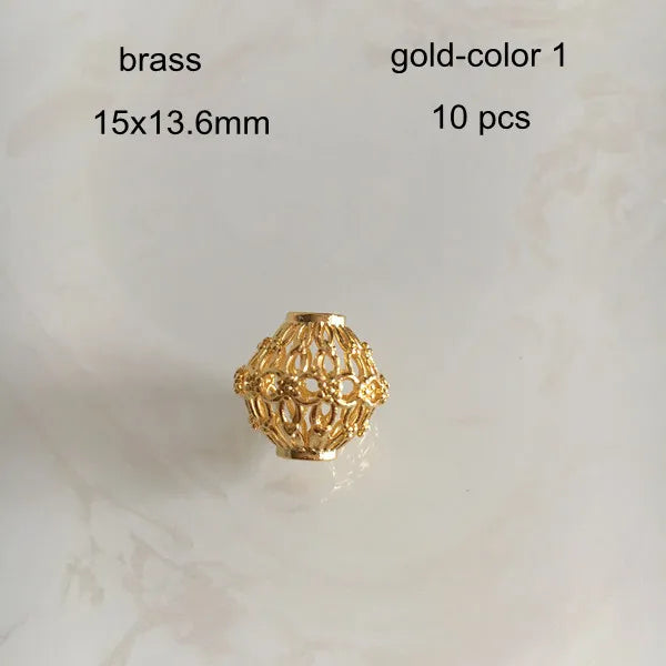 10 pcs Brass Filigree Beads 15x13.6mm Europe Beads For Jewelry Making - AB