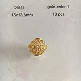 10 pcs Brass Filigree Beads 15x13.6mm Europe Beads For Jewelry Making - AB