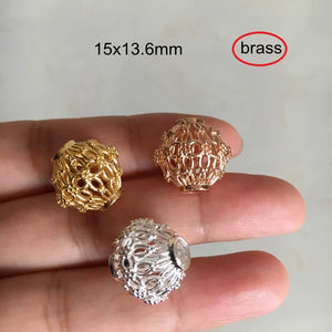 10 pcs Brass Filigree Beads 15x13.6mm Europe Beads For Jewelry Making - AB