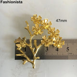 10 pcs Heavy Metal Flowers Tree 47x51mm Gold/Silver-color