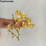 10 pcs Heavy Metal Flowers Tree 47x51mm Gold/Silver-color