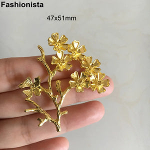 10 pcs Heavy Metal Flowers Tree 47x51mm Gold/Silver-color