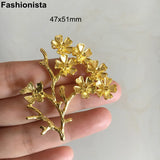 10 pcs Heavy Metal Flowers Tree 47x51mm Gold/Silver-color