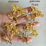 10 pcs Heavy Metal Flowers Tree 47x51mm Gold/Silver-color