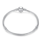 10 pcs Snap Clasp Snake Chain Bracelets Silver Plated Beads Jewelry DIY