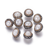 10 pcs Freshwater Pearl Beads with Rhinestone for Jewelry Making