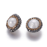 10 pcs Freshwater Pearl Beads with Rhinestone for Jewelry Making
