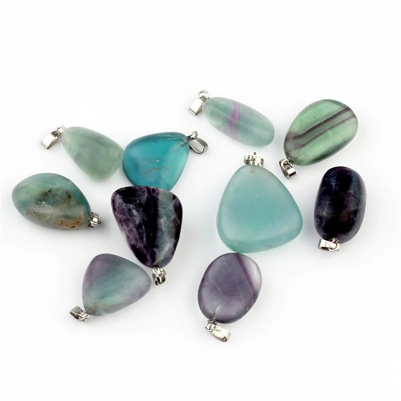 10 pcs Natural Striped Fluorite Pendants Healing Crystal Reiki Chakra