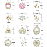 10 pcs Pearl Rhinestone Buttons Flatback Flower Brooch Embellishments