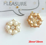 10 pcs Pearl Rhinestone Buttons Flatback Flower Brooch Embellishments