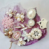 10 pcs Pearl Rhinestone Buttons Flatback Flower Brooch Embellishments