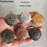 Picture Frame Locket Brass Steampunk Filigree Wishing Box Charm Pendants