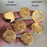 Picture Frame Locket Brass Steampunk Filigree Wishing Box Charm Pendants