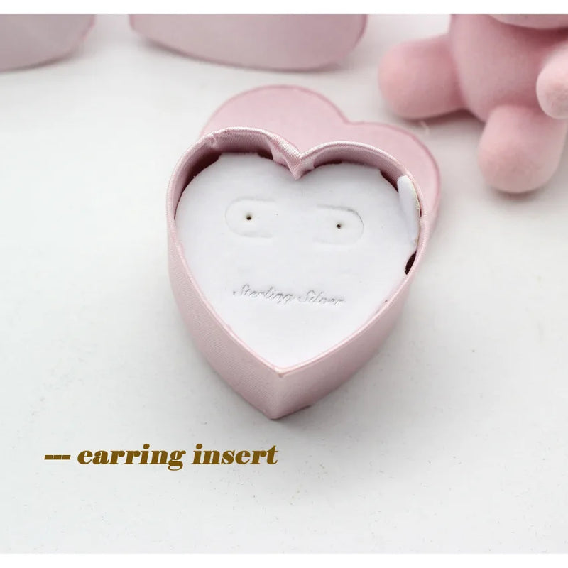 10 pcs Pink Heart Ring Box Engagement Wedding Valentine Gift Jewelry Display