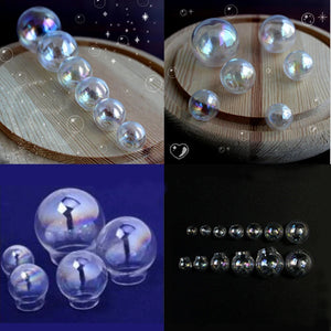 10 pcs Rainbow Mini Clear Glass Ball Beads Globe Glass Bottle Pendant Charms