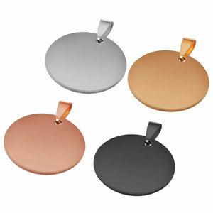 10 pcs 30mm Round Stainless Steel Stamping Blank ID Dog Tags Pendant Necklace