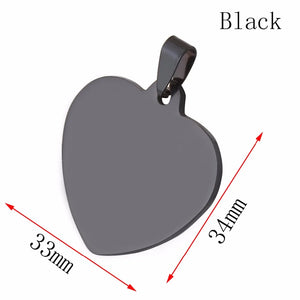 10 pcs Stainless Steel Heart Dog Tags Pendant Necklace Findings