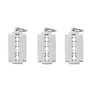 10 Stainless Steel Razor Blades Charms Men Stamping Blank Dog Tag