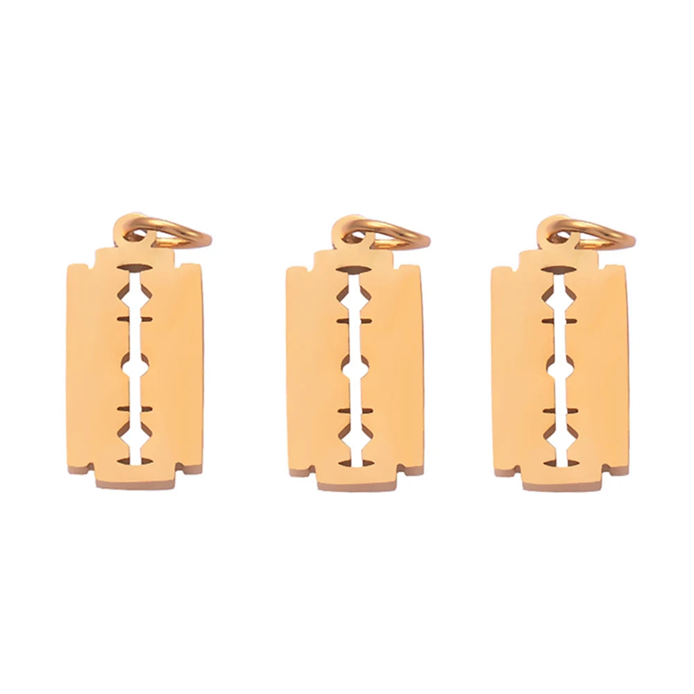 10 Stainless Steel Razor Blades Charms Men Stamping Blank Dog Tag