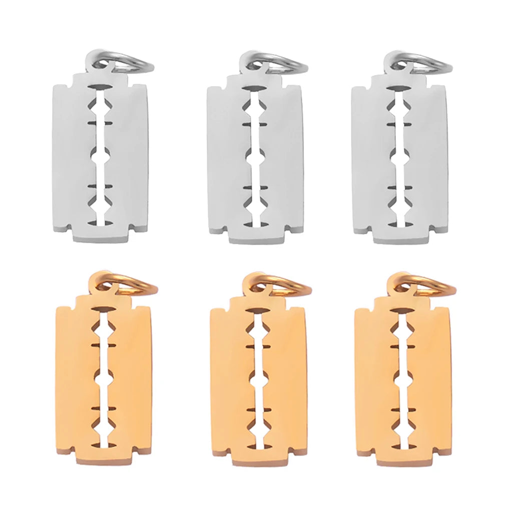10 Stainless Steel Razor Blades Charms Men Stamping Blank Dog Tag