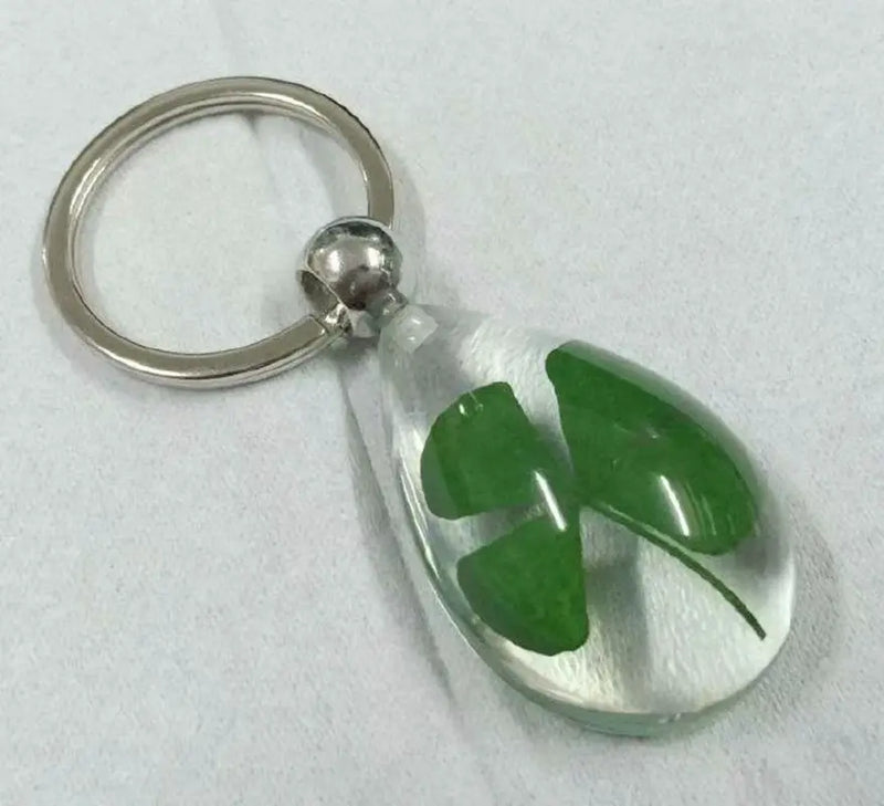 Charming Four Leaf Clover Lucid Drop Back Keychain