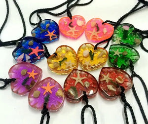 10 pcs Colorful Starfish Heart Pendant Specimens
