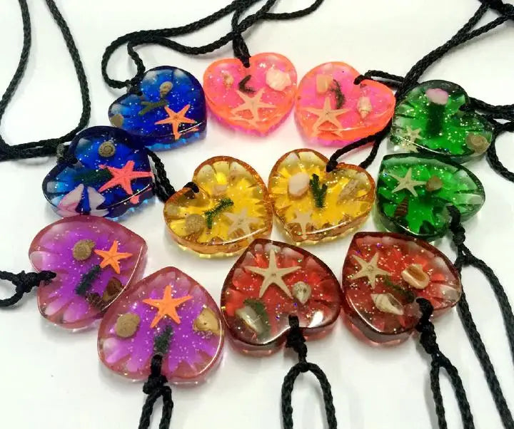 10 pcs Colorful Starfish Heart Pendant Specimens