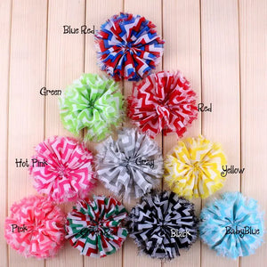 10pcs 3.3" Striped Chiffion Flower Hair Accessories