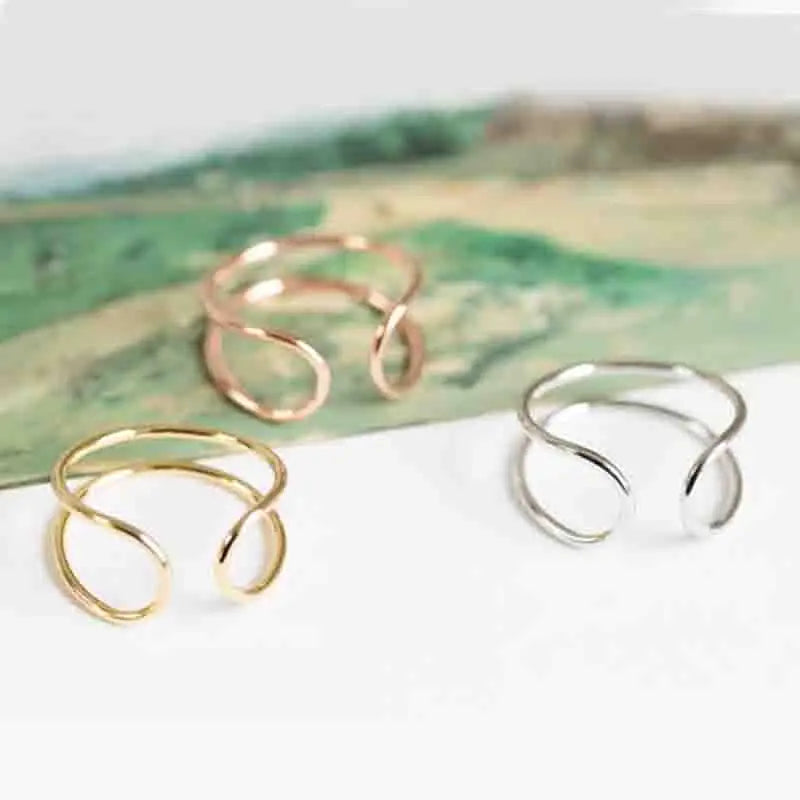 10 pcs Mix Open Wire Band Adjustable Rings Female Jewelry